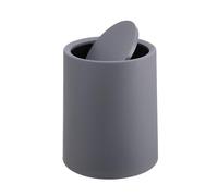 Relaxdays Papelera cosmética, 6 l, tapa abatible, cubo interior, plástico mate, redonda para baño, gris oscuro
