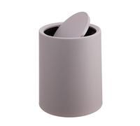 Relaxdays Papelera cosmética, 6 l, tapa basculante, cubeta interior, plástico mate, redonda, beige