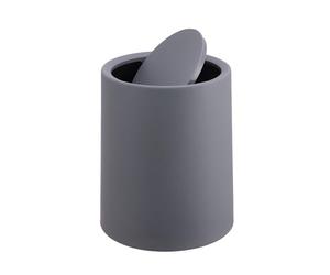 Relaxdays Papelera cosmética 6L con Tapa abatible, Cubo Interior, plástico Mate, Redonda para baño, Gris Oscuro 26x20x20