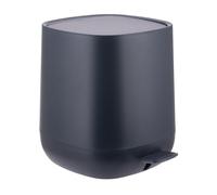 Relaxdays Papelera de baño, 5 l, cierre suave, acabado mate, cubeta interior extraíble, pedal, gris oscuro