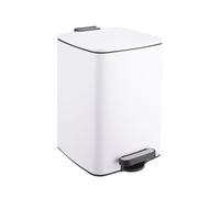 Relaxdays Papelera de cocina, 12 L, cierre suave, cubeta interior extraíble, acabado mate, pedal rectangular, blanco
