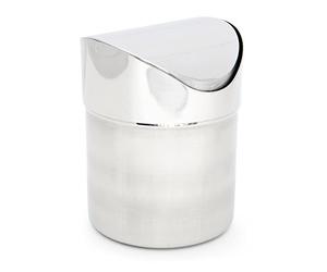 Relaxdays Papelera de Mesa, Cubo Basura Tapa Basculante, 15,5 x 12 cm Aprox, Acero Inoxidable, 1,2 L,