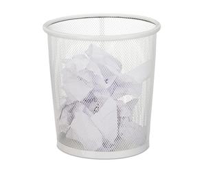 Relaxdays Papelera pequeña metal enrejado blanco blanco