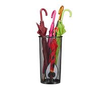 Relaxdays Paragüero Moderno Grande, Metal, Negro, 50 x 26 x 26 cm | Soporte redondo para paraguas de mimbre, soporte universal para el mango, 26 cm de diámetro, 50 cm de altura