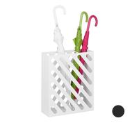 Relaxdays Paragüero Rectangular XL, Soporte Paraguas Moderno, Acero, 48 x 40 x 15cm, Blanco