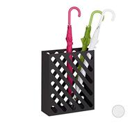 Relaxdays Paragüero Rectangular XL, Soporte Paraguas Moderno, Acero, 48 x 40 x 15cm, Negro