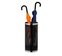 Relaxdays Paragüero redondo, bandeja de goteo, diseño moderno, metal, 50,5 x 23 cm, color negro