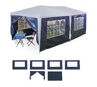 Relaxdays Paredes p Laterales Carpas 3x6m Set 6, 2x3m, Impermeables, Ventanas y Puerta, Poliéster, Cierre de Contacto, Azul Marino, 200 x 300 x 0.1 cm