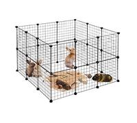 Relaxdays Parque Mascotas Ampliable para Conejos, Cobayas y Cachorros, Metal y Plástico, Negro, 72 x 110 x 110 cm