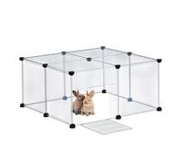 Relaxdays Parque para Mascotas con Puerta y Cubierta, 37x75x75cm, Corral para Perros, Jaula Conejo, Transparente, Blanco, Hierro, 37 x 75 x 75 cm