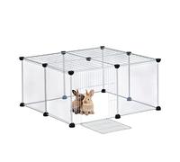 Relaxdays Parque para Mascotas con Puerta y Cubierta, 37x75x75cm, Corral para Perros, Jaula Conejo, Transparente, Blanco, Hierro, 37 x 75 x 75 cm