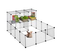 Relaxdays Parque para Mascotas y Animales Pequeños, Montaje Encajado Expandible, 72 x 145 x 110cm, Malla Metálica, Negro