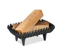 Relaxdays Rejilla Parrilla de Chimenea, Morillo para Leña con Patas, 15 x 37 x 26 cm, Hierro Fundido Macizo y Pesado, Negro
