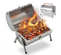 Relaxdays Parrilla de mesa con 2 rejillas plata