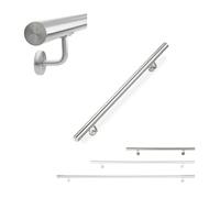 Relaxdays Pasamanos, Barandilla Manos, Barra Acero 304, Interior y Exterior, 42Ømm, con Soporte, 100 cm Largo, Plateado, Inoxidable, 1000 mm