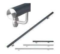 Relaxdays Pasamanos de Aluminio, Redondo, Interior & Exterior, Mate, 100 cm, Ø 42mm, Soporte, Antracita