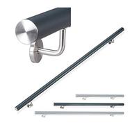 Relaxdays Pasamanos de Aluminio, Redondo, Interior & Exterior, Mate, 150 cm, Ø 42mm, Soporte, Antracita