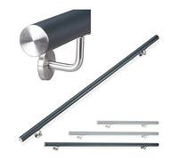 Relaxdays Pasamanos de Aluminio, Redondo, Interior & Exterior, Mate, 200 cm, Ø 42mm, Soporte, Antracita