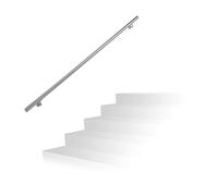 Relaxdays Pasamanos Escalera con Soportes y Tacos Metálicos, Acero Inoxidable Cepillado, Plateado, 200 cm