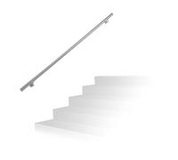 Relaxdays Pasamanos escalera de acero inoxidable plata