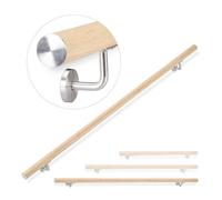 Relaxdays Pasamanos escalera de aluminio marrón claro,plata