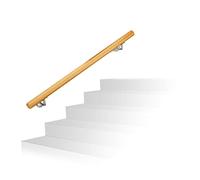 Relaxdays Rústica Pasamanos Escalera Rústica con Soportes, Madera de Haya, Natural, 100 cm, Acero Inoxidable