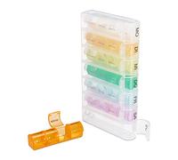 Relaxdays Pastillero Semanal, Caja Pastillas, 7 Días, 4 Tomas, Mañana, Mediodía, Tarde y Noche, sin BPA, Multicolor