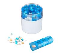 Relaxdays Pastillero Semanal, Organizador Pastillas 7 Días, 4 Tomas, Mañana, Mediodía, Tarde y Noche, Blanco y Azul