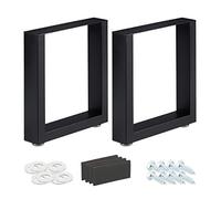 Relaxdays Patas de Mesa en Set de 2, 40 x 43 cm, de Metal, Escritorio, Mesita, Cajonera, Industrial, Negro