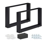 Relaxdays Patas de Mesa en Set de 2, 64 x 40 cm, de Metal, Escritorio, Mesita, Cajonera, Industrial, Negro