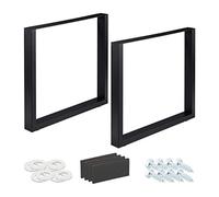 Relaxdays 2er Tischkufen Schwarz Patas de Mesa en Set de 2, 80 x 72 cm, de Metal, Escritorio, Mesita, Cajonera, Industrial, Negro, Acero