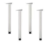 Relaxdays Patas para Mesa, Set de 4, 71x6 cm, Acero Inoxidable, Soportes Tablero Comedor, Escritorio, Regulables, Plata