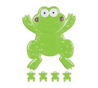 Relaxdays Pegatinas Bañera Antideslizantes, Set de 5 Ranas, Ventosas Suelo Ducha, Adhesivos para Niños, PVC, Verde