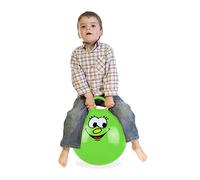 Relaxdays Pelota Saltarina Infantil, Bola Saltadora con Carita Estampada, Agarradera, Ø 45 cm, Interior, Exterior, Verde