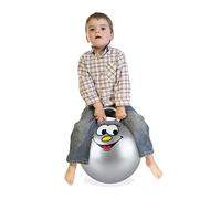 Relaxdays Pelota saltarina niños, Juego de 2, con Carita, Gris