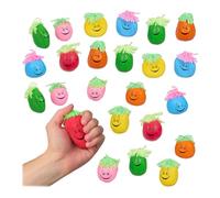 Relaxdays Pelotas Antiestrés de 6 cm, Set de 24, con Cara y Pelo, Bolas Antiestresantes, Niños y Adultos, Multicolor, Harina de maíz, 6 x 4 x 4 cm