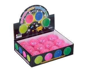 Relaxdays Pelotas Erizo con Luz Led, Set de 12, Bolas Parpadeantes con Pinchos, Juguetes Infantiles, Ø 6,5 cm, Rosa