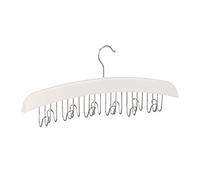 Relaxdays Correa Percha Cinturones 12 Ganchos, Colgador Giratorio para Accesorios, Madera, 5x43x5,5 cm, Blanco y Plateado, 17,5 x 43 x 5,5 cm
