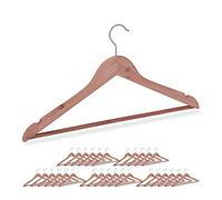 Relaxdays - Percha de Madera de Cedro, Juego de 24, Traverse Pantalones, Muescas, Elegante, antimites, 44 cm, Naturaleza