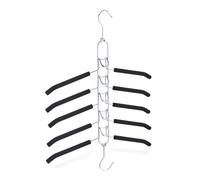 Relaxdays Percha Múltiple Ahorra Espacio, 5 Colgadores Acolchados, Vertical y Horizontal, Antideslizante, Negro/Plateado