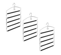 Relaxdays Percha múltiple de Metal, Pantalones y Faldas, Antideslizante, Pack 3, HxLxP: 44, 5 x 37 x 2,7 cm, Plata/Negro, Hierro, 3x37x44.5 cm, 3