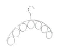 Relaxdays Percha Pañuelos con 7 Anillos 5 cm Ø, Gancho Expositor Accesorios Metal, Antideslizante, 24,5x38cm, Gris Claro