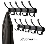 Relaxdays percha, set de 2, 5 colgadores triples, acero inoxidable, negro