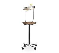 Relaxdays Percha XL para loros con dos comederos marrón claro,negro,plata