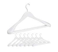 Relaxdays Perchas de Traje, Pack de 8, Colgadores de Ropa, para Colgar Chaquetas y Camisas, Barra de Pantalones, Blanco, Hierro, 23 x 45 x 6 cm