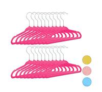Relaxdays perchas infantiles, De plástico y terciopelo, Color rosa 18 x 28 x 0,5 cm, Pack de 20