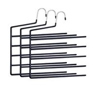 Relaxdays Perchas múltiples para Pantalones, Set de 3, 5 Barras, Antideslizantes, Ahorro de Espacio, 35 x 32 cm, Negro
