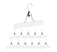 Relaxdays Perchas Pantalones, Pack de 12 Unidades, Pinzas para Faldas, Antideslizantes, 17 x 25 x 2,3 cm, Madera, Blanco
