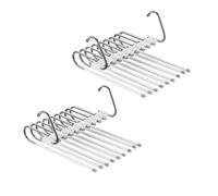 Relaxdays Perchas para pantalones en set de 2 blanco,plata
