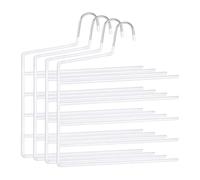 Relaxdays Perchas para Pantalones, Set de 4 con 5 Varillas Antideslizantes, Ahorra Espacio, 35x32 cm, Blancas
